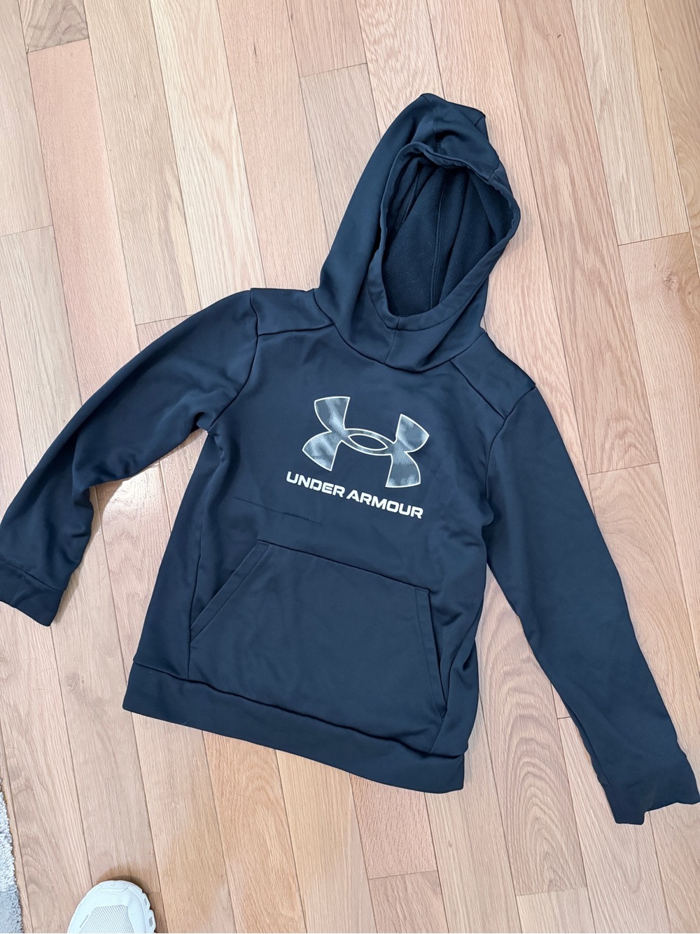 Under Armour Kids Black Hoodie with Silver Logo